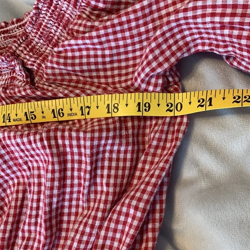 Old navy large Red Gingham Off-Shoulder Peasant tiered midi dress tomato girl 🍅 - Picture 5 of 7
